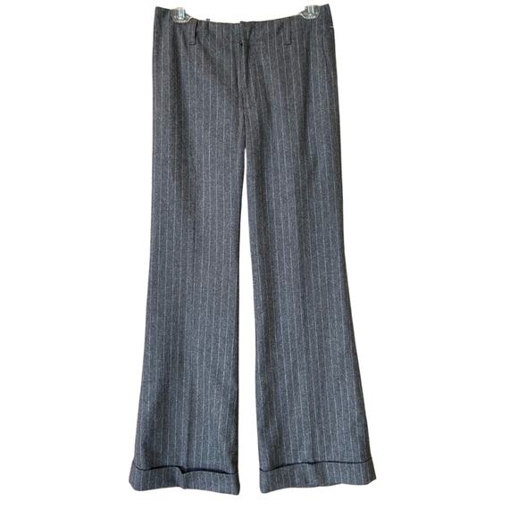 NWT New Gap Womens Size 2 Regular Wool Blend Gray Stripe Cuffed Trouser Pants - Picture 1 of 7